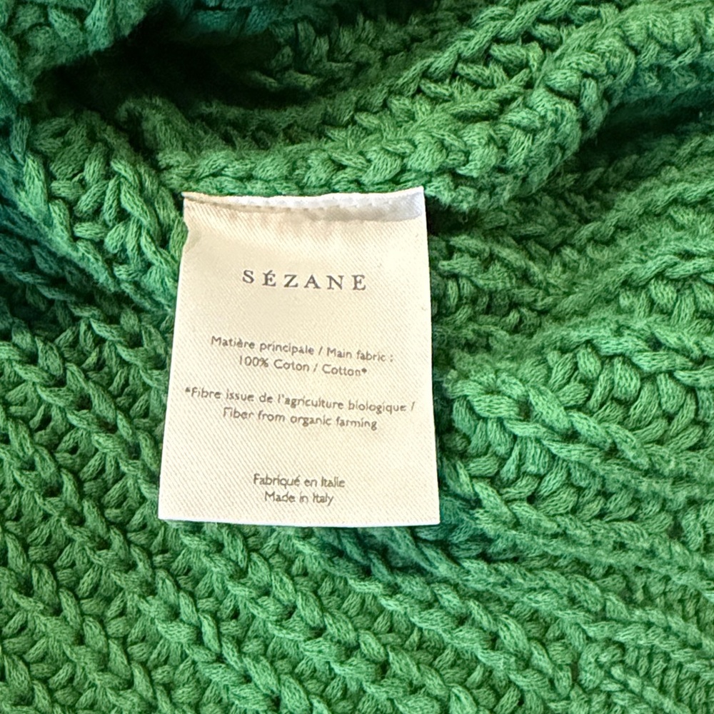 Sezane Green Cable Knit Women's Sweater - Picture 6 of 6
